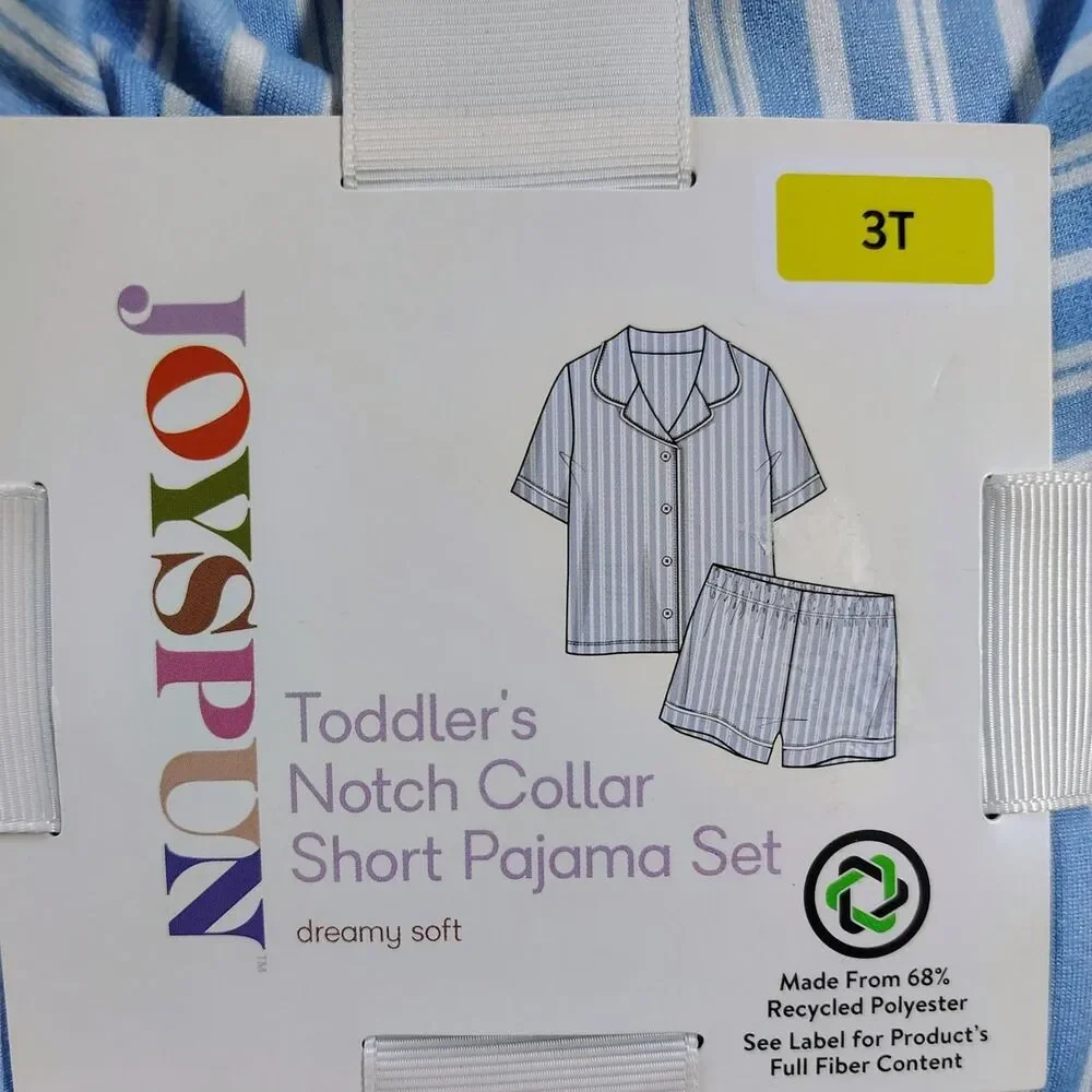 NWT Joyspun Toddler Girls 2-Piece Striped Pajama Set - Size 3T